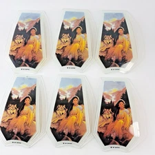 6 Vintage OK Lighting Touch Lamp Replacement Glass Panels Native Woman with Wolf