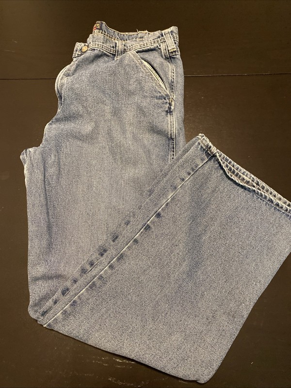 Steve & Barrys Mens FITS 38x34 Carpenter Washout Distressed Denim Blue Jeans