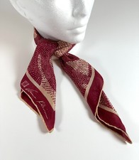 Vintage 80s ANNE KLEIN Logo Red Lion Head Neck Scarf 100 Silk Made in Japan