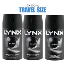 3X Lynx Black Deodorant Body Spray  Mini Travel Size 100ml ( Pack of 3 )
