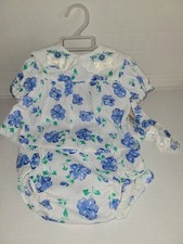 NWT Vintage Baby 3 Piece Flower print Outfit with Headband 6-9 months