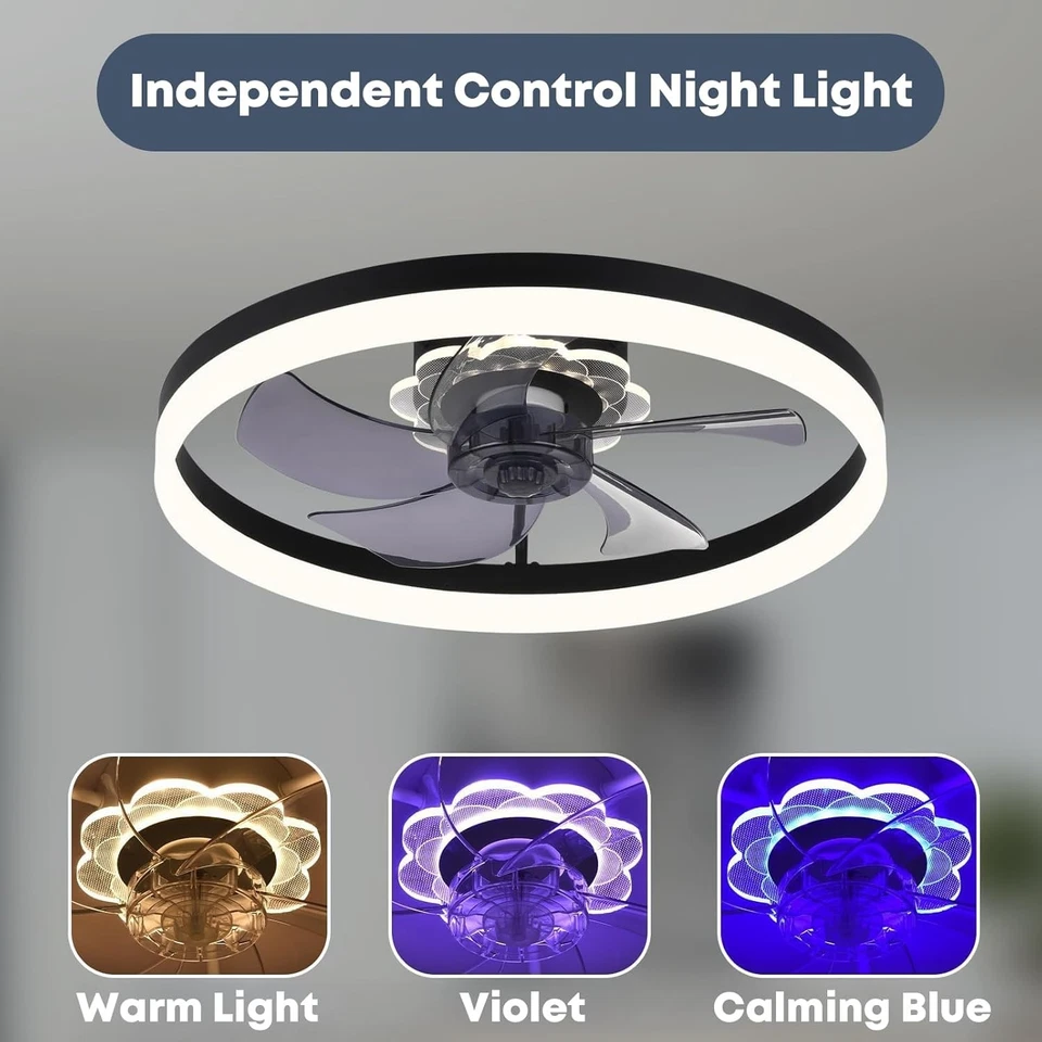 Low Profile Ceiling Fan with Light, App Control, Quiet Motor - Image 4 of 4