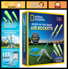 Glow in the Dark Air Rocket Launcher Toy for Kids 8-12 Foam Rockets, 100ft Lau
