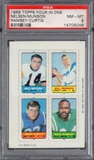 1969 Topps Four in One NELSEN / MUNSON / RAMSEY / Mike CURTIS (R) PSA 8 NM/MT