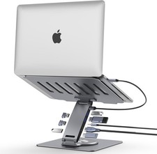 8-in-1 Laptop Docking Station Stand with Dual 4K HDMI, USB-C Hub  360  Swivel B