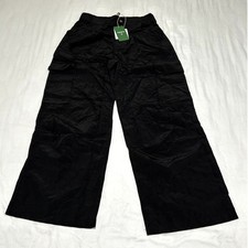 NWT Halara Womens Casual Cargo Pants Size Medium Regular Black Wide Leg Relaxed