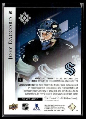 2025-26 Upper Deck Dazzlers Blue Joey Daccord Seattle Kraken #DZ-8