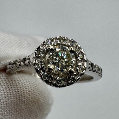 Solid 14k White Gold Ring with 0.45 Carat Diamond / 3.55 g / Size 7
