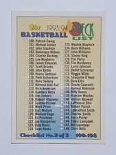 1993-94 Topps #198 Checklist 100-198 ~ Basketball