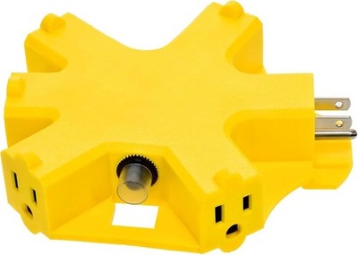 CP Outdoor Outlet extender  Adapter 5-Outlet Power Hub 15A 1875W Circuit Breaker
