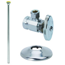 Toilet Kit: 1/2 In. FIP X 3/8 In. Compression Brass Multi-Turn Angle Valve with
