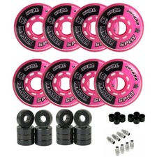 Rink Rat Roller Hockey Wheels Rinkster Split XXX Grip Red/White with Hybrid Cer