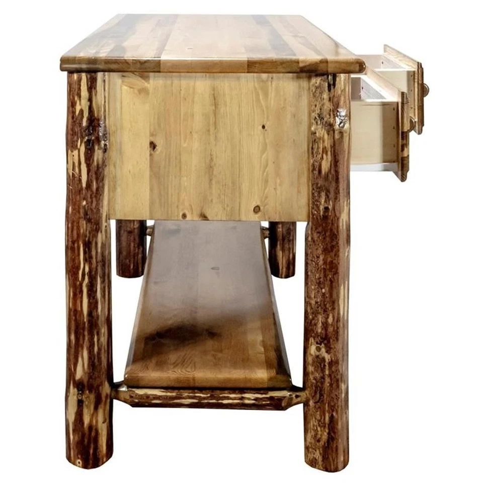 Montana Woodworks Glacier Country Wood Console Table with 2 Drawers in Brown - Image 4 of 4