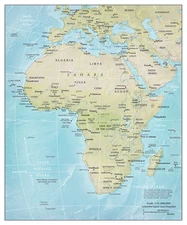 Africa Physical Physiographic Political Administrative Region Map Poster Print