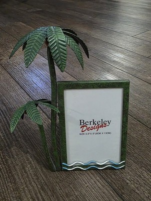 Berkeley Designs Tropical Picture Frame Holds 3.5 x 5 Picture Palm Trees Metal