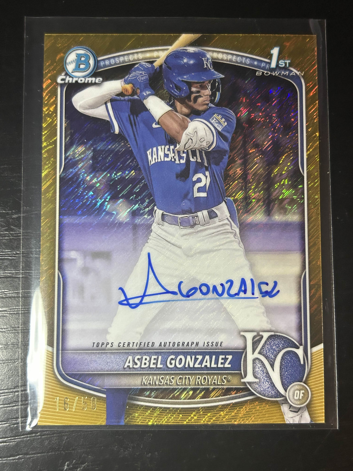 Asbel Gonzalez 2025 Bowman Chrome #CPA-AG Gold Shimmer Auto /50 1st Rookie RC