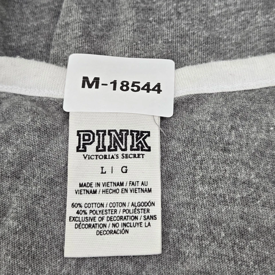 Camiseta sin mangas Victoria's Secret ROSA para mujer L gris bloque de colores logotipo rayas cuello redondo Foto 2 de 4