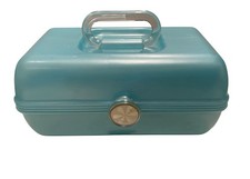 Caboodles Jellies Plastic Blue Makeup Case Organizer 2622 w/ Mirror Vtg 90s Y2K