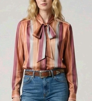 Lady Winn CA x Teddi Button Up Floral Women M Sheer Top Cool Spring Made in USA