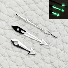 POLISHED SILVER "Arrow" Hands Fits NH35,NH36,7s26,7s36 Green luminous
