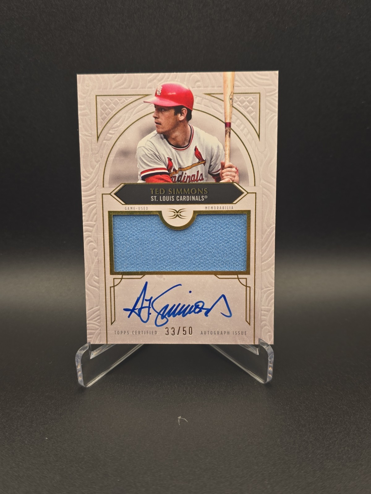 2025 Topps Definitive Baseball - Ted Simmons Game Used Relic On Card Auto /50