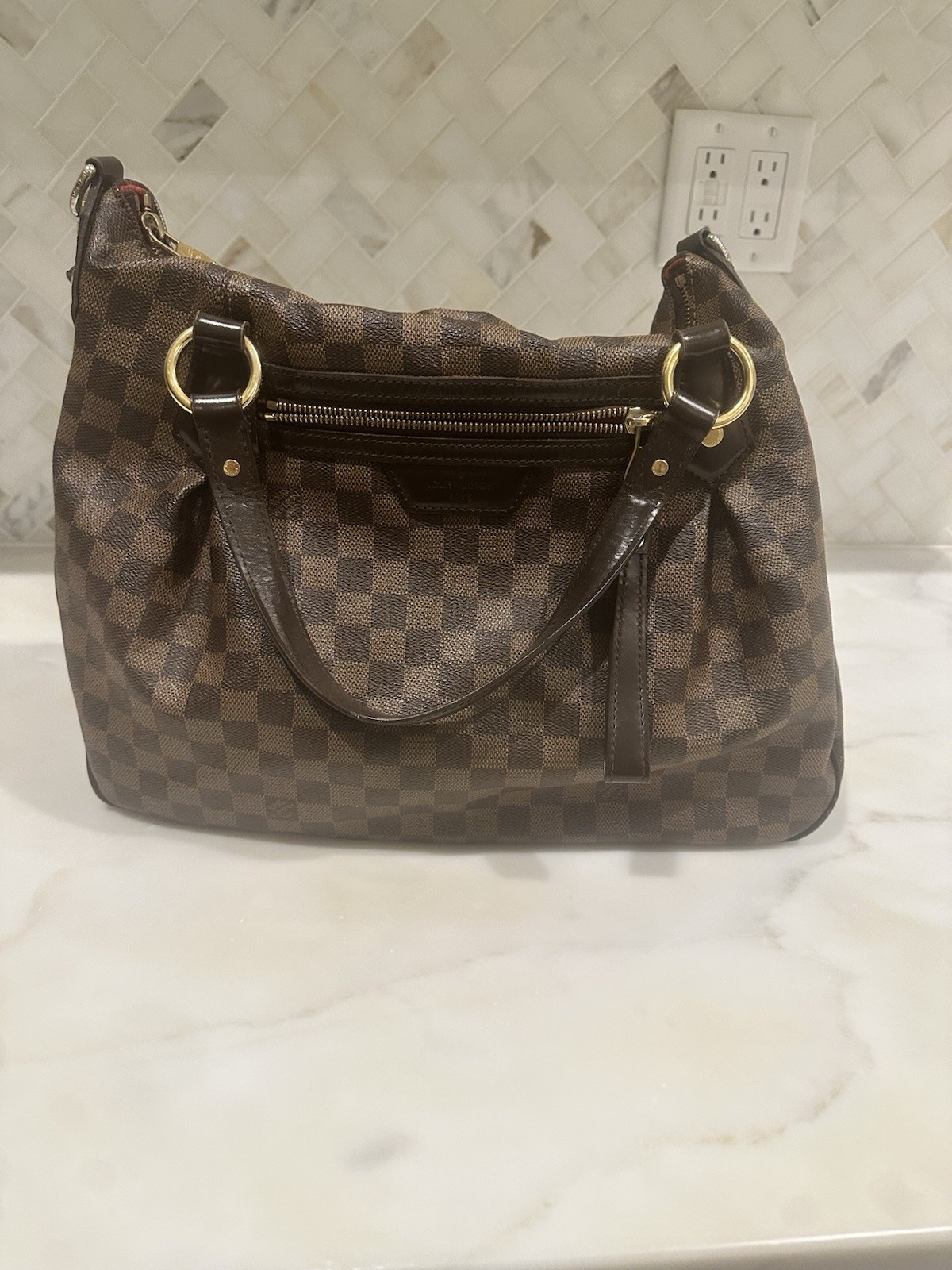 Authentic Louis Vuitton Damier Ebene Evora MM Crossbody Bag