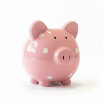 Child to Cherish Ceramic Polka Dot Piggy Bank in Pink