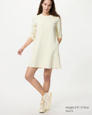 New Uniqlo Women Long Sleeve Jersey Dress Soft Off White Size L