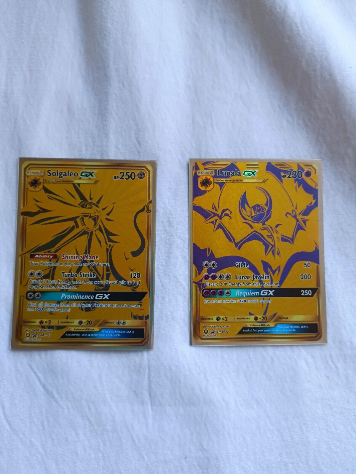 Pokemon TCG - Lunala GX SM103a & Solgaleo GX SM104a Hidden Fates