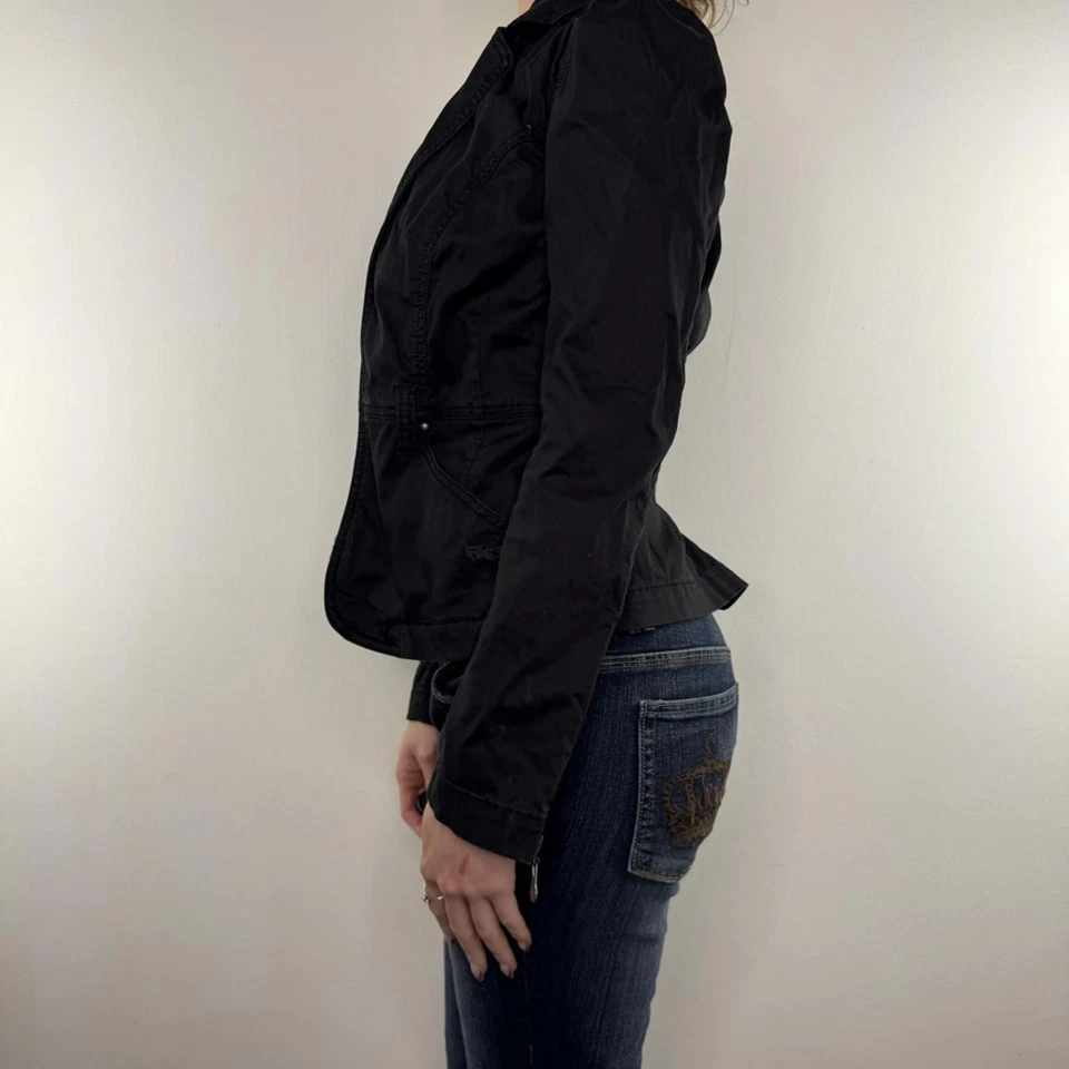  Y2K vintage fitted zip up denim blazer stretchy jacket archive avant garde - Image 4 of 4