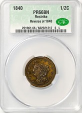1840 BRAIDED HAIR 1/2C CACG PR 66 BN