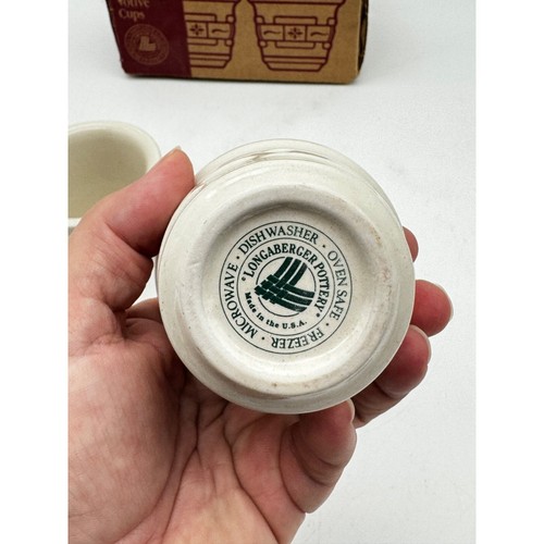 Longaberger Pottery 2 Pack Votive Cups - Heritage Green & Heirloom Ivory - Picture 6 of 10