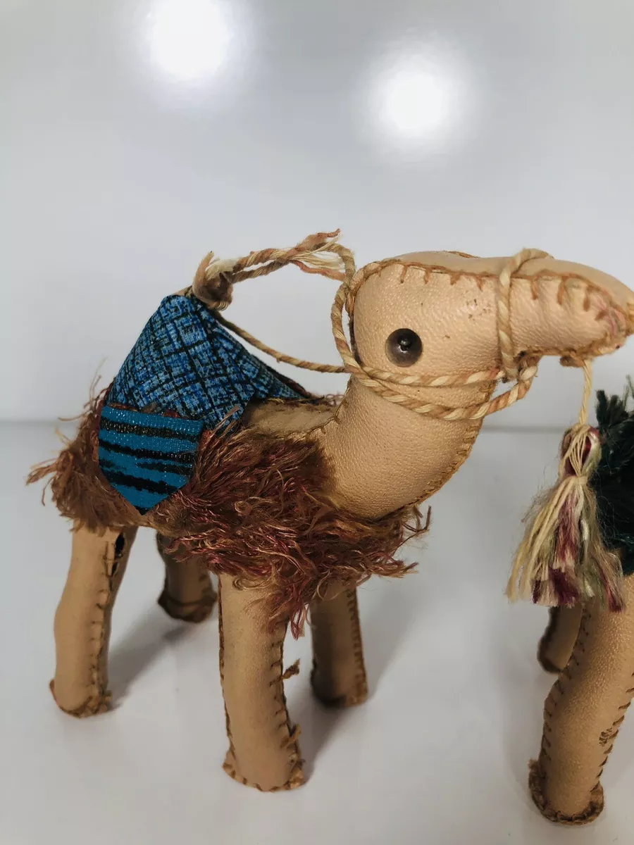 VINTAGE 1960 S 70 S FOLK ART HANDMADE STUFFED LEATHER CAMELS 5