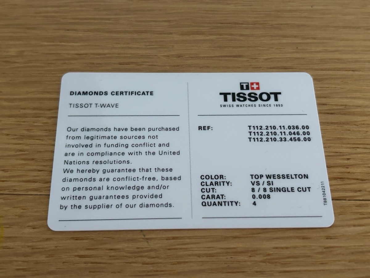 Tissot T-Wave Diamonds Certificate with Black and White Design TISSOT T-WAVE WITH DIAMONDS main image 3
