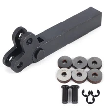 Dual Knurling Knurler Tool Holder Knurl Tool Lathe Straight Shank + 6pcs Wheel