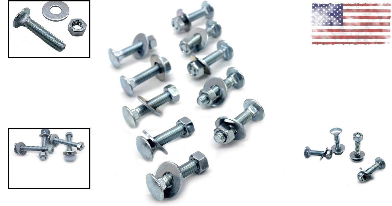 HeavyDuty Carriage Bolts Set Grade 2 Carbon Steel 5/16x11/2" Nuts eBay