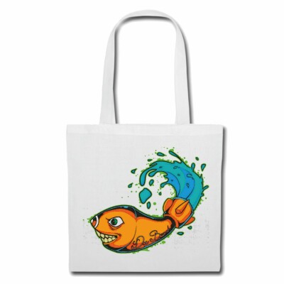 Tasche Beutel Baumwolltasche DA BOMB GOLDFISCH ALS RAKETE LIFESTYLE FASHION STRE