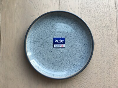 x2 Denby Halo Medium Coupe Teller 21 cm Halo Speckle Grey Stoneware England