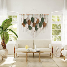 Large Boho Macrame Wall Hanging Leaf Feather Tapestry for Home Decor Bedroom