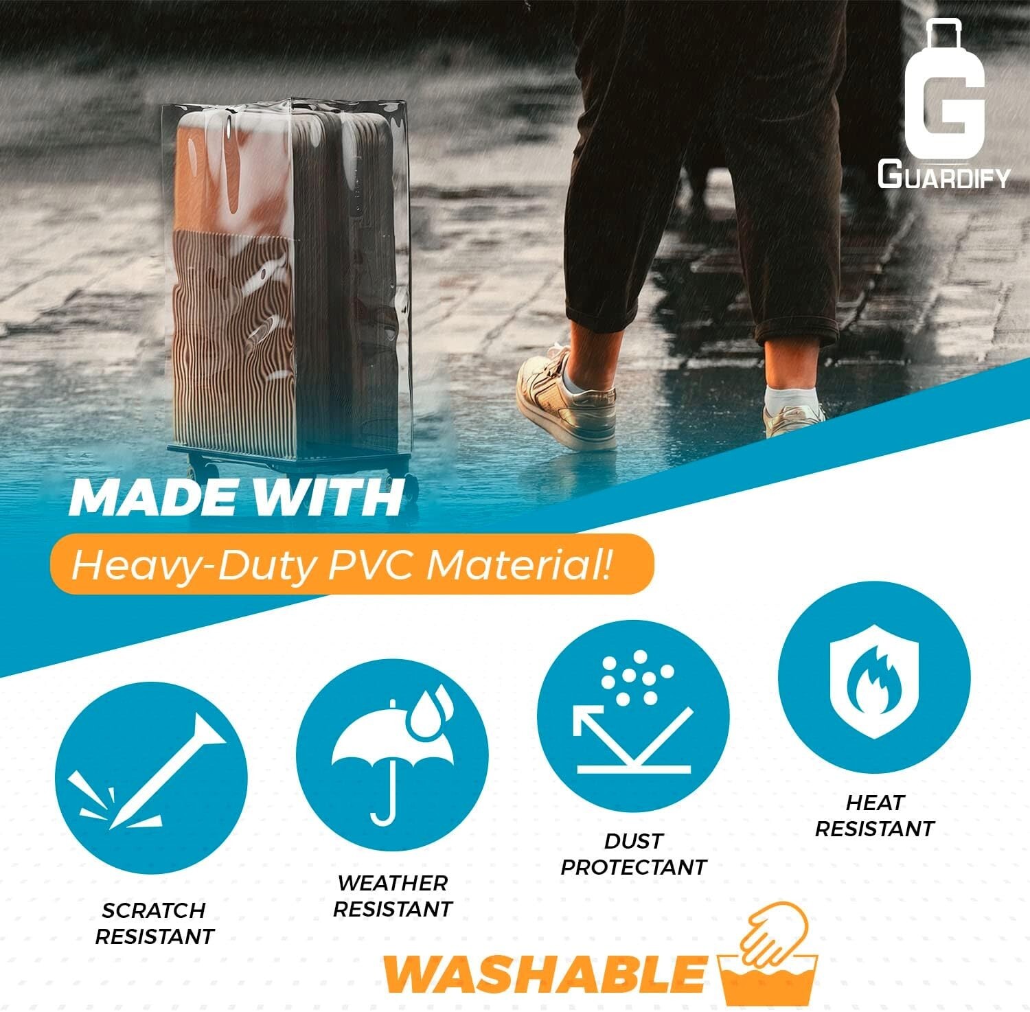 GUARDIFY LUGGAGE COVER FOR SUITCASE TSA APPROVED 20" CLEAR SUITCASE PROTECTOR