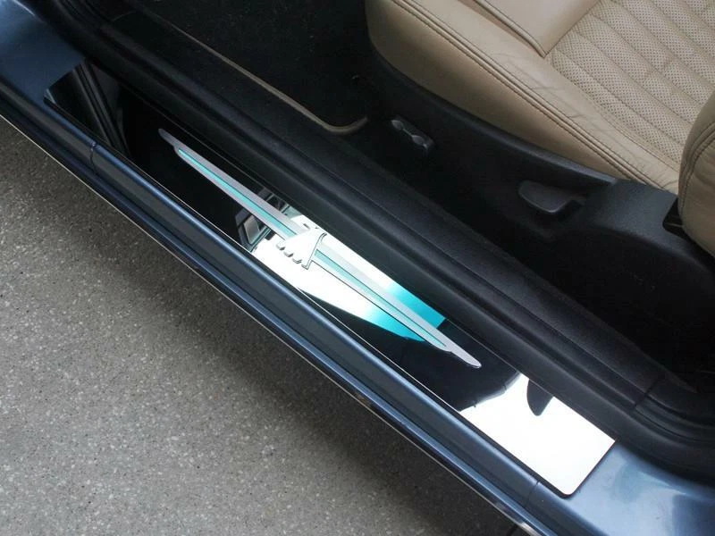 Par de placas de desgaste pulidas del umbral de la puerta con logotipo de T-Bird para Ford Thunderbird 2003-2005 Foto 2 de 4