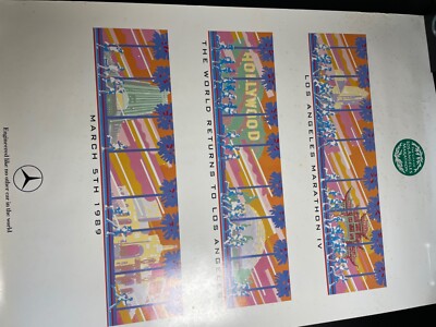 Vintage L.A. City Marathon Race Poster, March 5 1989, 36'' x 24''