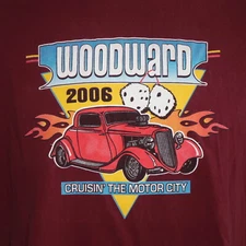 Woodward Crusin Motor City Classic Car Roadster Show Fuzzy Die T Shirt Mens L