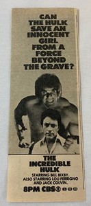 1979 CBS tv ad~ THE INCREDIBLE HULK force beyond the grave