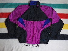 VTG 80s 90s Rusty Surfboards Surf Black Purple Nylon Logo Windbreaker Jacket L