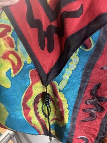 Vintage Dilemma New York Sz S 100% silk Open Poncho Top W Beads preowned - Picture 3 of 6