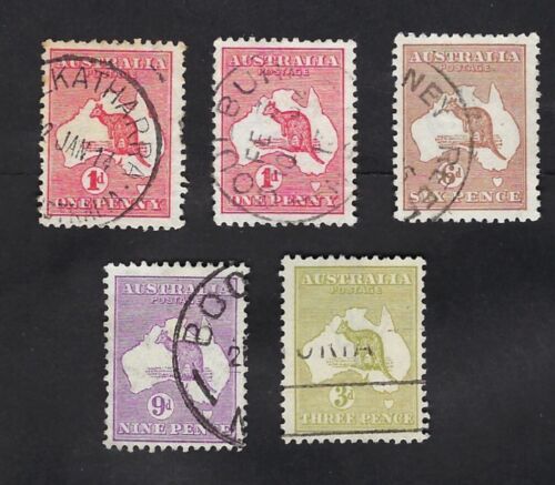 Australie  lot de 5 timbres avec oblitérations de villages, très beaux - Photo 1/1