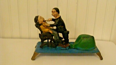 Vintage Cast Iron The Dentist Chair/Pulling Teeth Mechanical Bank