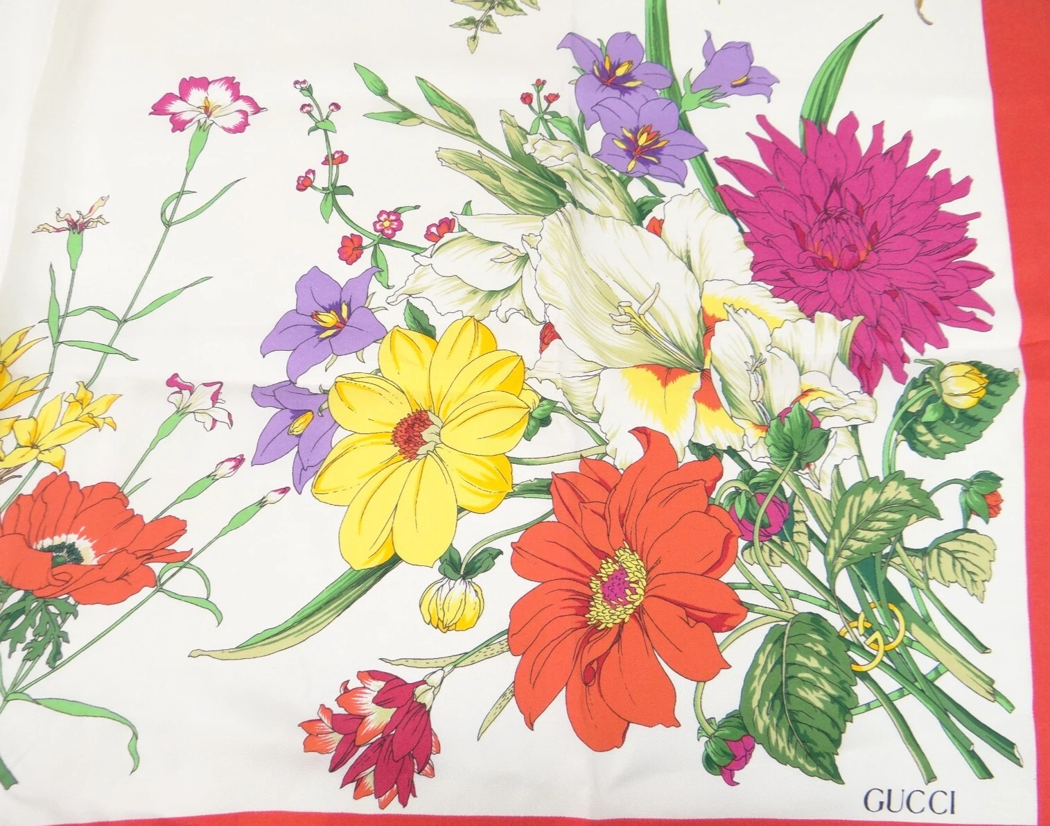 GUCCI Foulard Floral Imprimé Fleur Soie Italie Livraison Gratuite 56210651100 2
