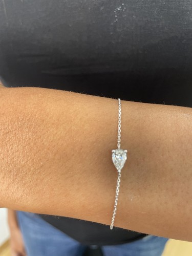 Pear Lab Created Diamond Bracelet F/VS 0.5 Ct 14k White Gold Prong Set - 第 1/6 張圖片
